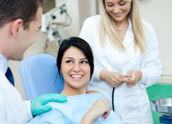 woman smiling at dentist