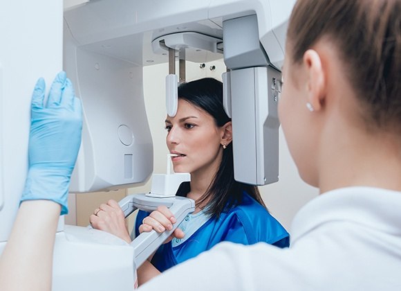 woman in CBCT Scanner