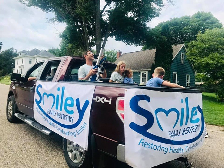 Smiley team in truck