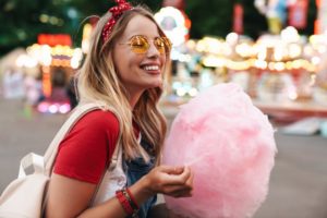 woman eating candy