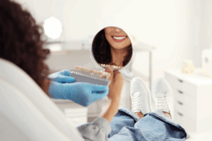 a patient during a cosmetic dentistry consultation 