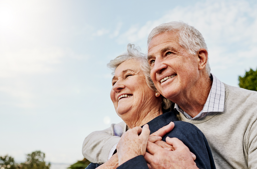 Elderly couple smiling